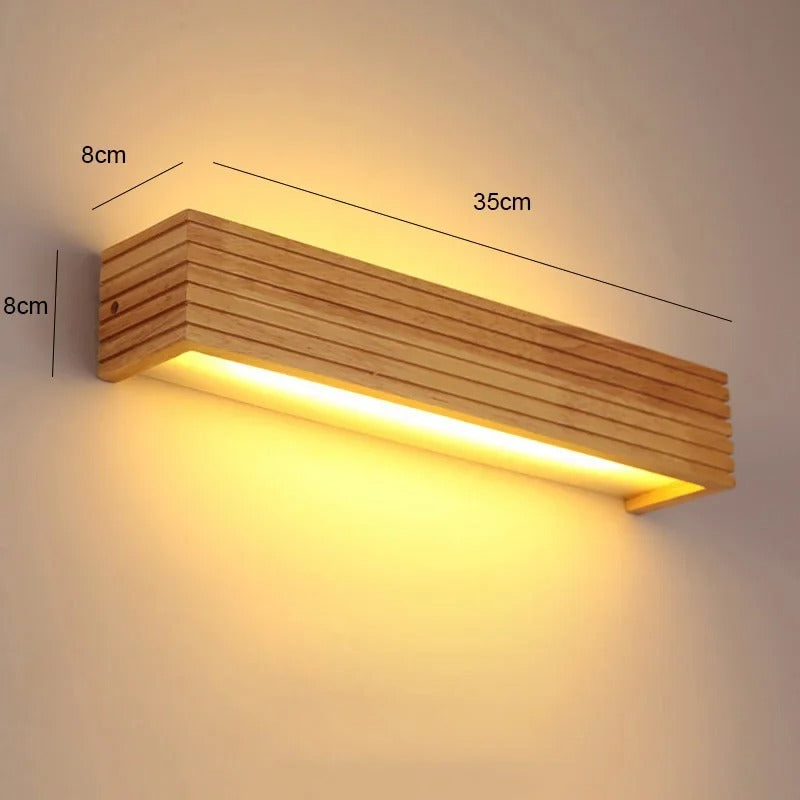 Modern Wooden LED Wall Sconce – Minimalist Wood & Acrylic Linear Wall Light, 35 or 45 cm, Warm or Cool White