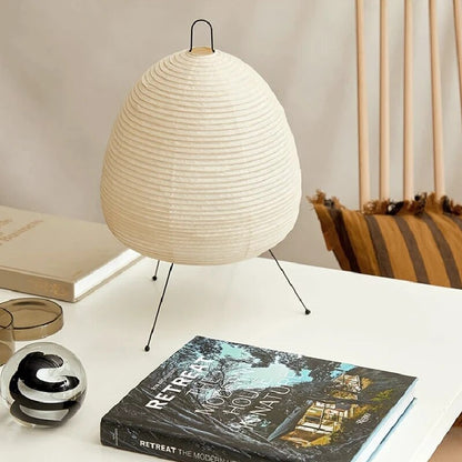 Japanese Rice Paper Table Lamp – Handmade Washi Lantern-Style Zen LED Lamp with Soft Warm Glow for Bedroom & Living Room